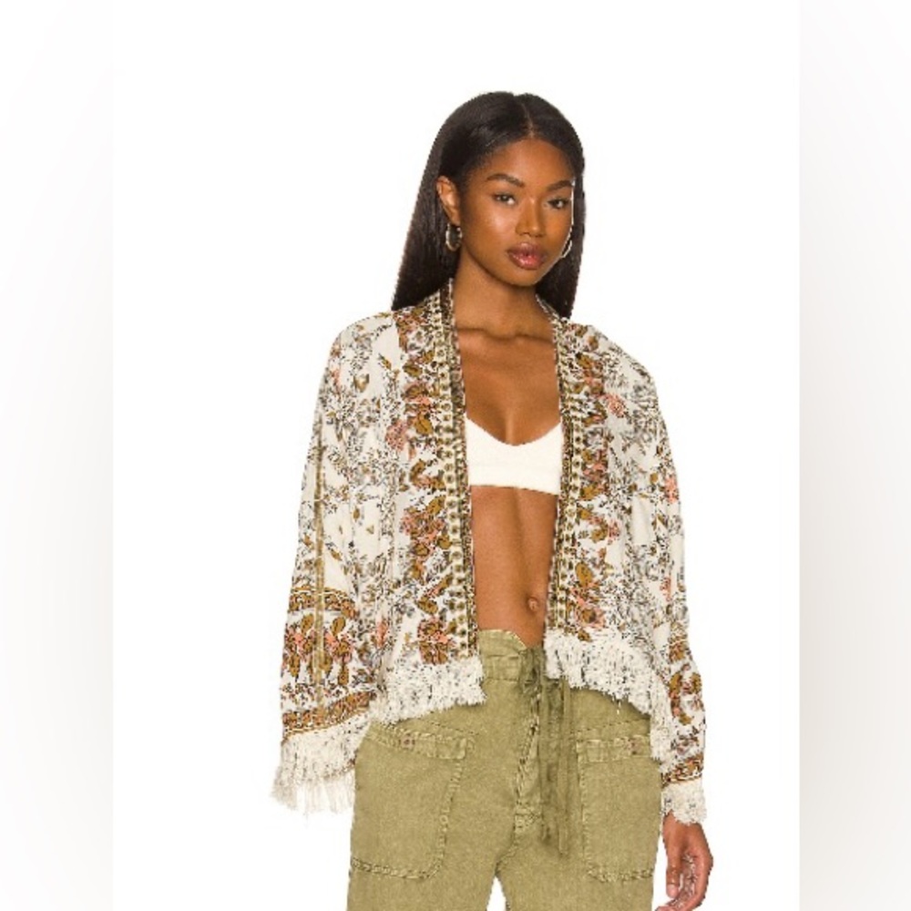 Free People Rays of LightJacket – Ivory Combo – Rare, Boho Embroidered